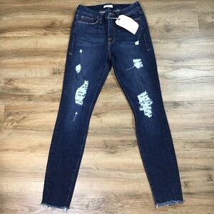 GOOD American Jeans Size 27 Manufacturer SAMPLE Skinny Distress Blue READ BELOW